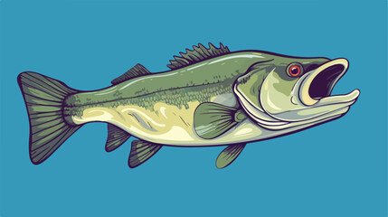 River bass on a white background  flat vector isolated