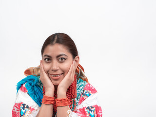 Close-up of Beautiful Ecuadorian Girl with Surprised Expression