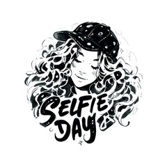 Selfie day is a concept that is meant to be fun and lighthearted. It is a day where people are encouraged to take selfies and share them with others. A woman with curly hair and a black hat
