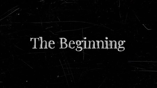 Retro Intro. Vintage pop-up text screen saver with text: The Beginning. A re-created film text frame from the silent movies era.