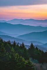 Obraz premium Mountain Range With Trees in Foreground