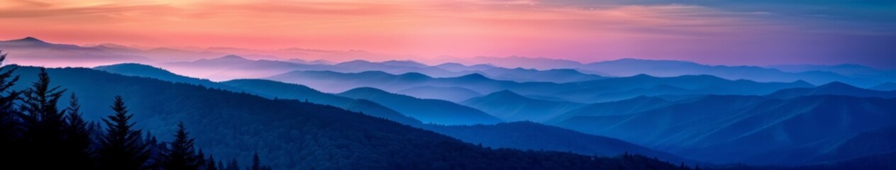 Sunset Over Mountain Range