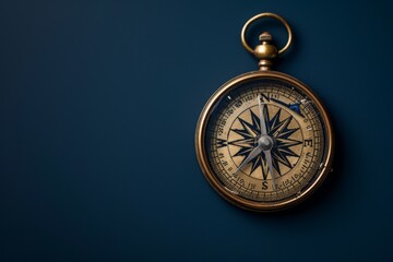A vintage compass hangs elegantly from the side of a wall, creating a whimsical and artistic display.