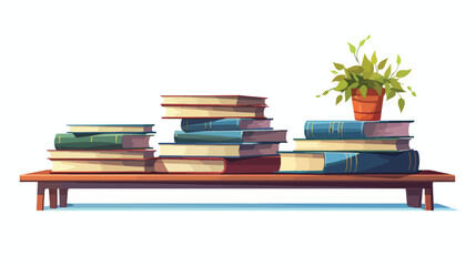 school table with books class design flat vector 