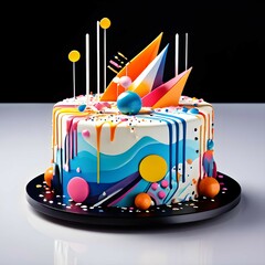 multicolor cake nice design with sugar flowers, birthday cake for children, modern cake design for restaurant and cafe, brilliant cake design for sweet taste love costumes, happy celebration event