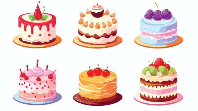 Set of Birthday Cakes. Birthday Party Elements 