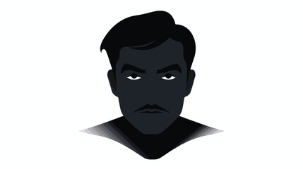 Shadow man face cartoon flat vector isolated on white