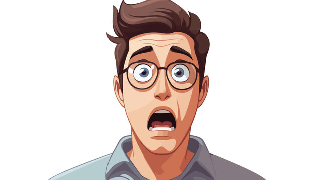 Shocked man gasping cartoon flat vector isolated on