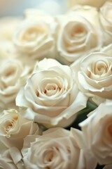 White Roses Bouquet on Table