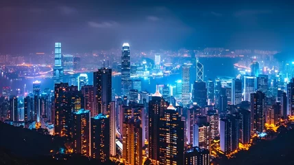 Foto op Plexiglas  A Vibrant Night View of a Bustling Metropolis © Sabahat