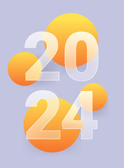 2024 vertical glass morphism banner. Vector illustration