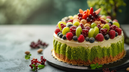 Pistachios cake fruit decoration background