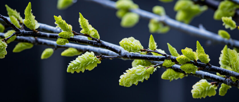 A beautiful closeup of a common black alder branches i