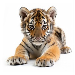 one tiger cub on a white background.