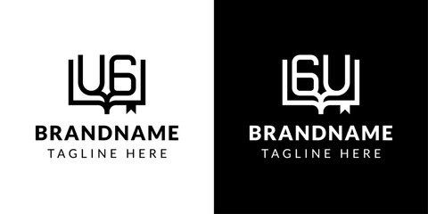 Letters GU and UG Book Logo, suitable for business related to book with GU or UG initials