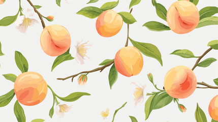 Peach or apricot branch seamless pattern. Hand draw