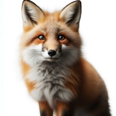 Fox portrait on a white background. 