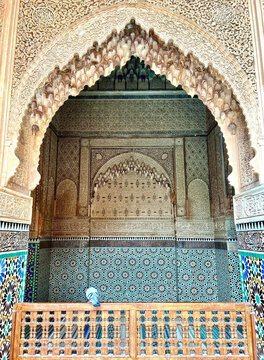 Beauty of Saadian Tombs behind Kasbah Mosque in Marrakesh, Morocco