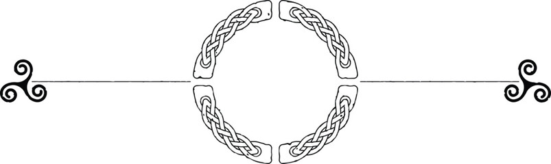 Grunge Celtic Header with Round Knot and Triskele Spirals