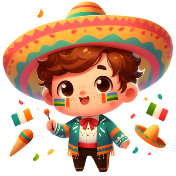 Cute mexican sombrero boy PNG, Happy Cinco de mayo Clipart