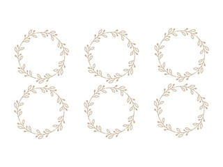 Hand drawn circle leaf floral seamless pattern.simple froral cicle style.