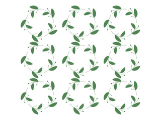 Hand drawn circle leaf floral seamless pattern.simple froral cicle style.