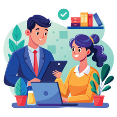 multitasking work atmosphere concept flat design illustration