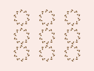 Hand drawn circle leaf floral seamless pattern.simple froral cicle style.