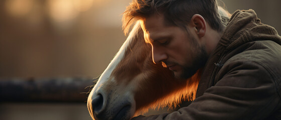 A man embracing a therapy horse symbolizing 