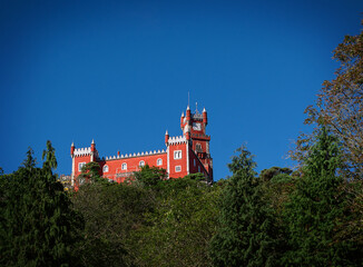 Summer day. Sintra's Pena Palace. Pena Natural Park in Portugal, near Lisbon