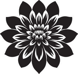 Dahlia Flower Silhouette Vector Illustration White Background