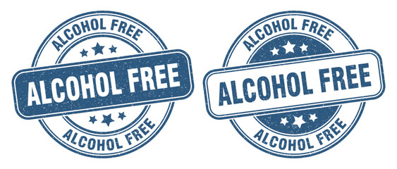 alcohol free stamp. alcohol free label. round grunge sign