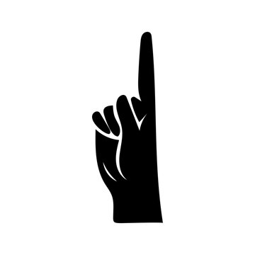 recommend clip art: A black silhouette of a human hand with one finger up and a white background, as well as white lines representing the fingers and thumb. A symbol representing, for example, number one.