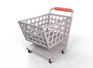 shopping cart on a white background 3d rendering