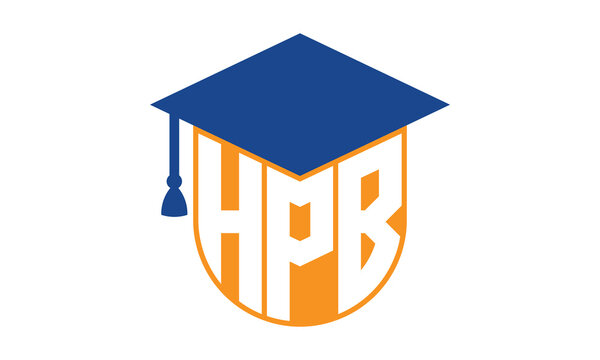 HPB initial letter academic logo design vector template. school college logo, university logo, graduation cap logo, institute logo, educational logo, library logo, teaching logo, book shop, varsity	
