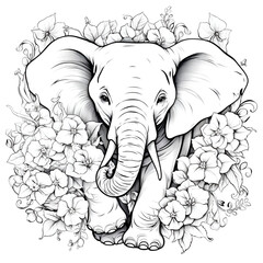 An elephant,coloring pages for kids, generative ai