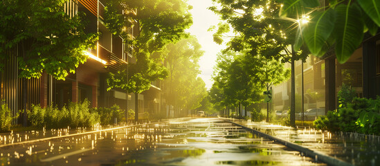 Obraz premium sustainable green concept modern residential area