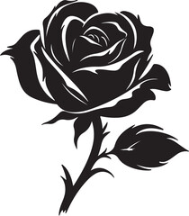 Rose Flower Silhouette Vector Illustration White Background