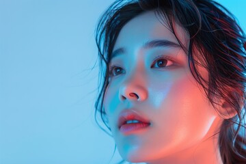 A woman with long hair and a red nose