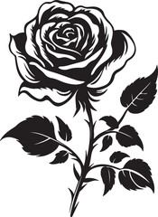 Rose Flower Silhouette Vector Illustration White Background