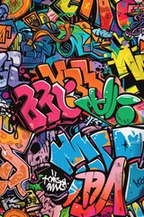 Urban Canvas: Vector Graffiti Style Full Sublimation T-Shirt Design with Text - Abstract Street Art Wallpaper