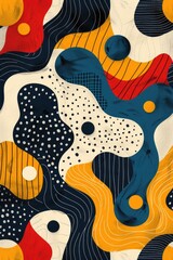Vibrant Retro Artistry: Groovy Patterns and Shapes in Retro Style - Colorful Desktop Wallpaper