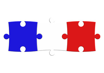 drapeau français en pièces de puzzle sur fond transparent