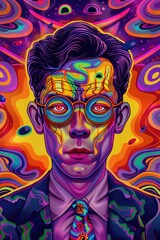 Dimensional Shift: Dexter in the Realm of DMT Oddities - Surreal Abstract Wallpaper