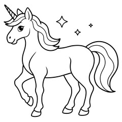 Obraz na płótnie Canvas Hand-drawn magic unicorn for coloring book page