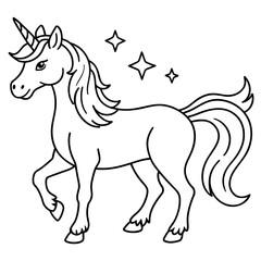 Obraz na płótnie Canvas Hand-drawn magic unicorn for coloring book page