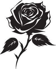 Rose Flower Silhouette Vector Illustration White Background