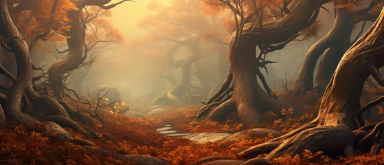 Papier peint adhésif Etats Unis Abstract magical fantasy woods  vibrant autumn fall c