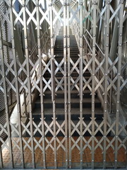New Flight of stairs in colage, steel stair suitable to use in heavy traffic like the factory, ss collapsible gate, texture background