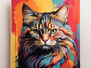 Colorful Cat Art Print for Creative Home Decor